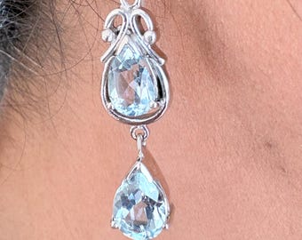 Blue topaz sterling silver earrings