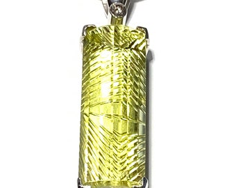 Lemon quartz and Diamonds Pendant