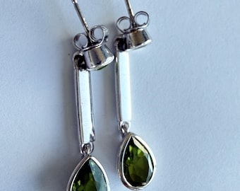 Peridot green sterling silver earrings