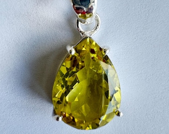 Lemon quartz  sterling silver pendant