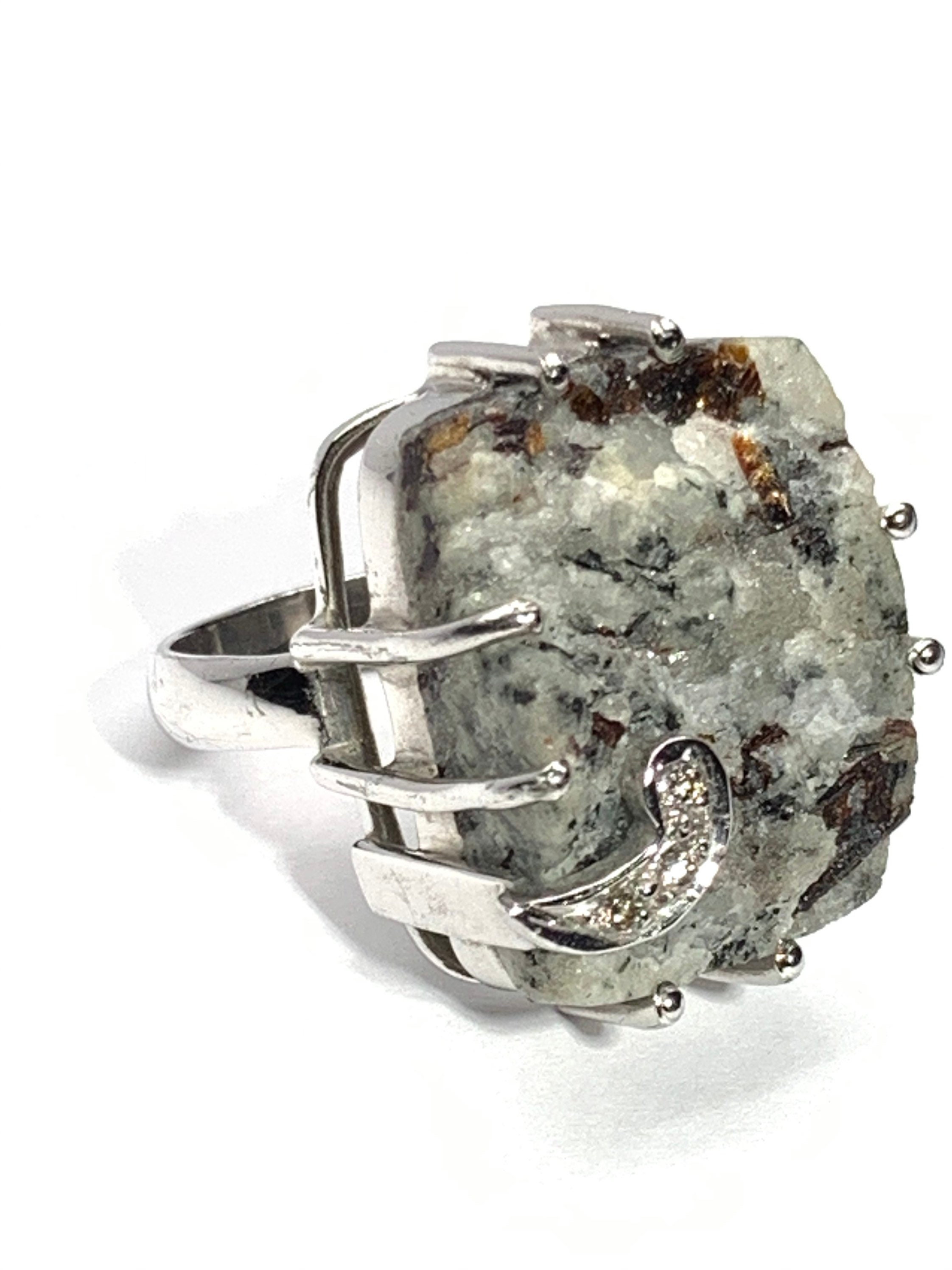 Astrophyllite Druzy Ring With Diamonds in Sterling Silver - Etsy Canada