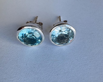 Blue topaz Sterling silver earrings
