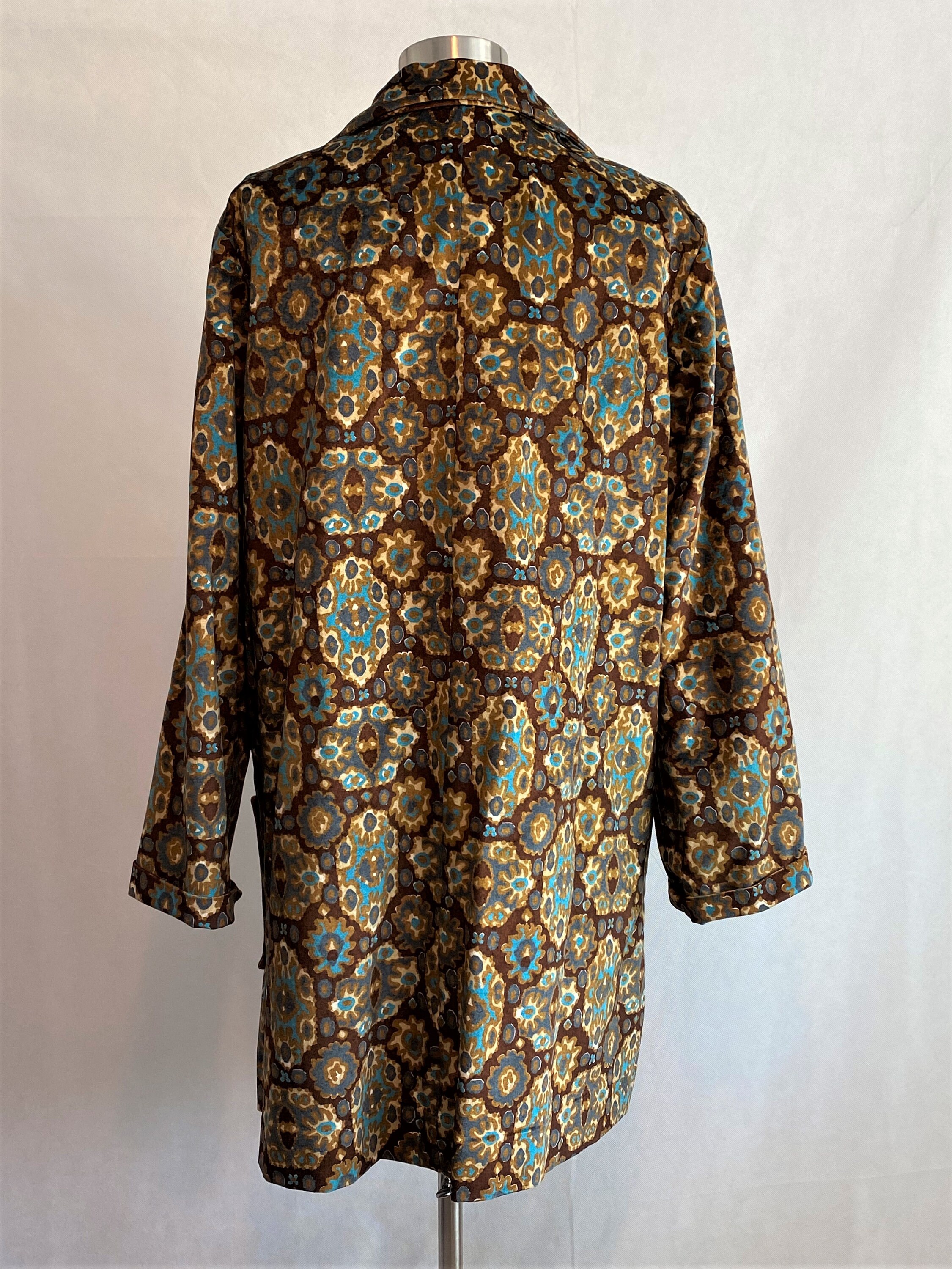 Vintage Brown and Teal Carpet Coat Vintage Jackets Etsy