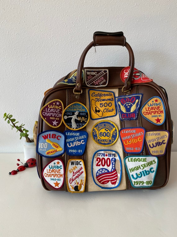 Vintage Bowling Bag with Patches