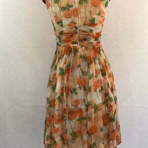 Vintage Peach and Green Floral Chiffon 50's Dresspleated - Etsy