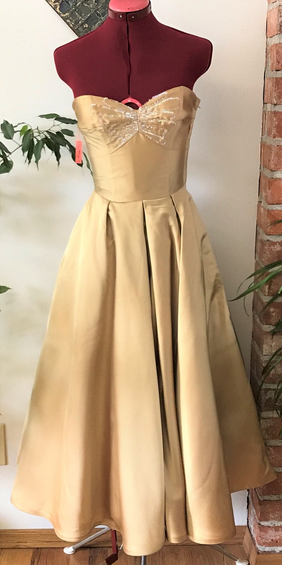 matt gold gown