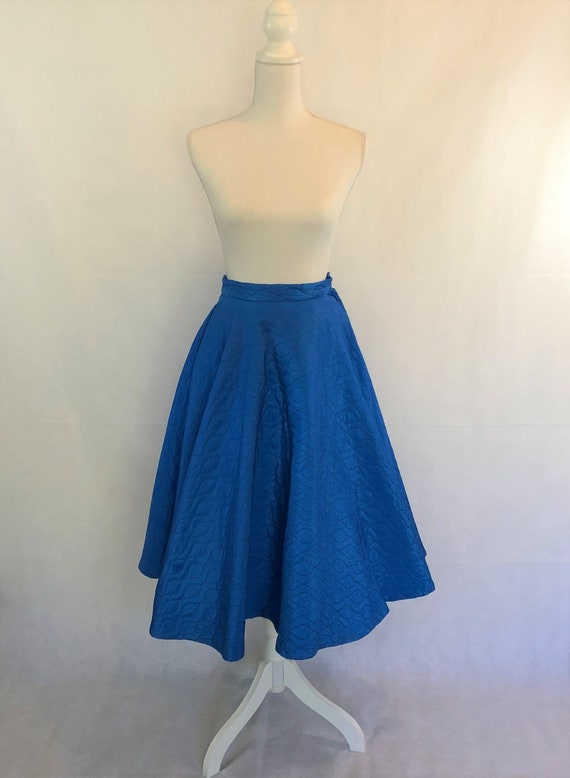 Vintage 50's Quilted Blue Circle Skirt~ Vintage Fa