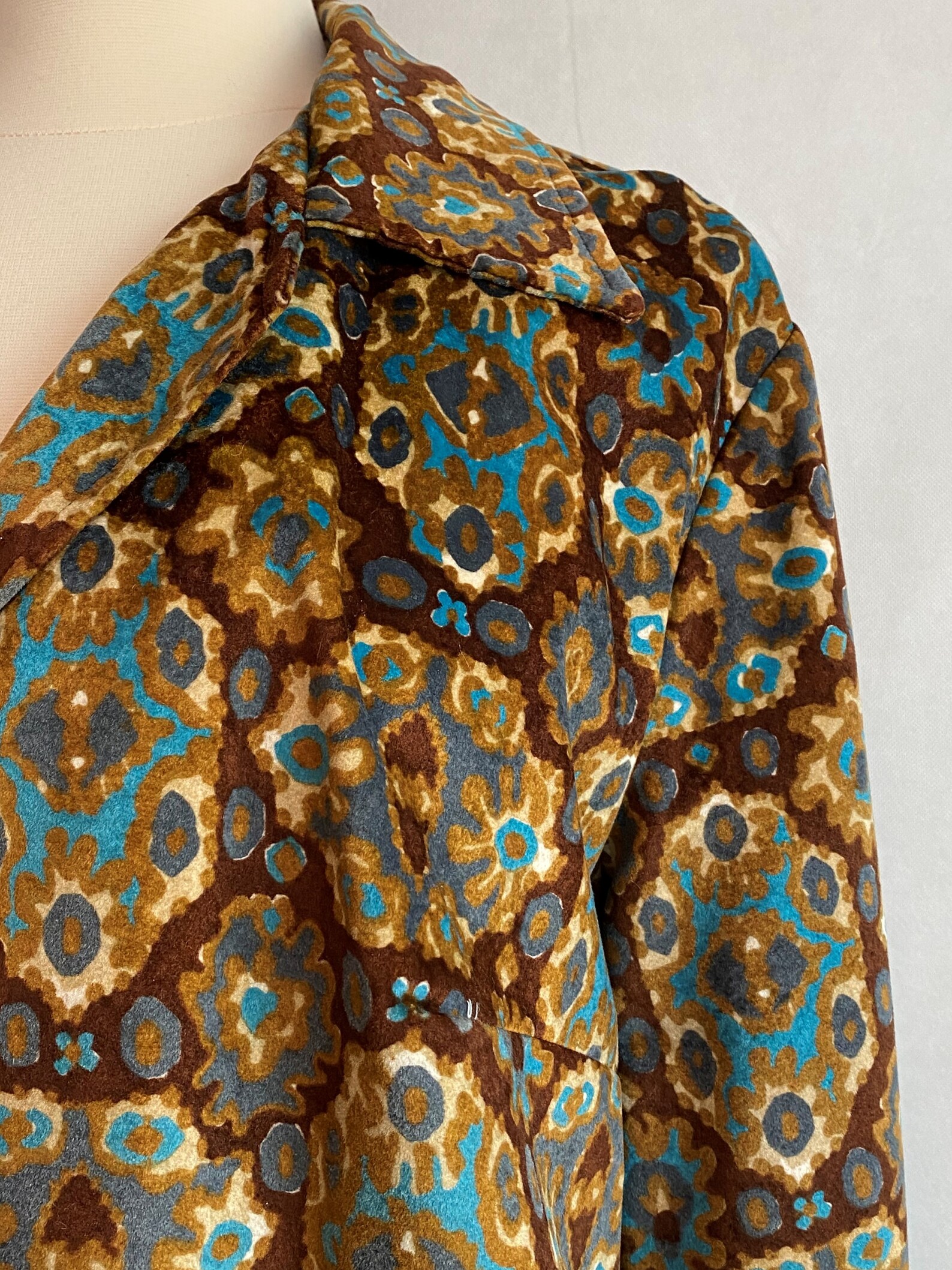 Vintage Brown and Teal Carpet Coat Vintage Jackets Etsy