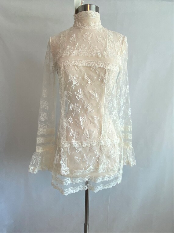 NWT Vintage Cream Lace Gunne Sax Tunic Top~ Vintag