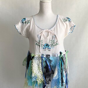 Blue Sky's and Daydreams~ Upcycled Clothing, BoHo Top, OOAK