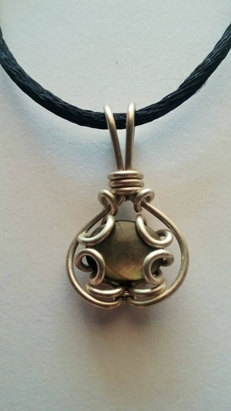 Sterling Silver and Black Mother of Pearl Oval Cabochon Pendant