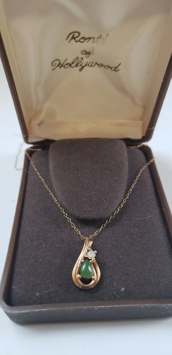 Ronte of Hollywood Diamond and Jade Pendant with C