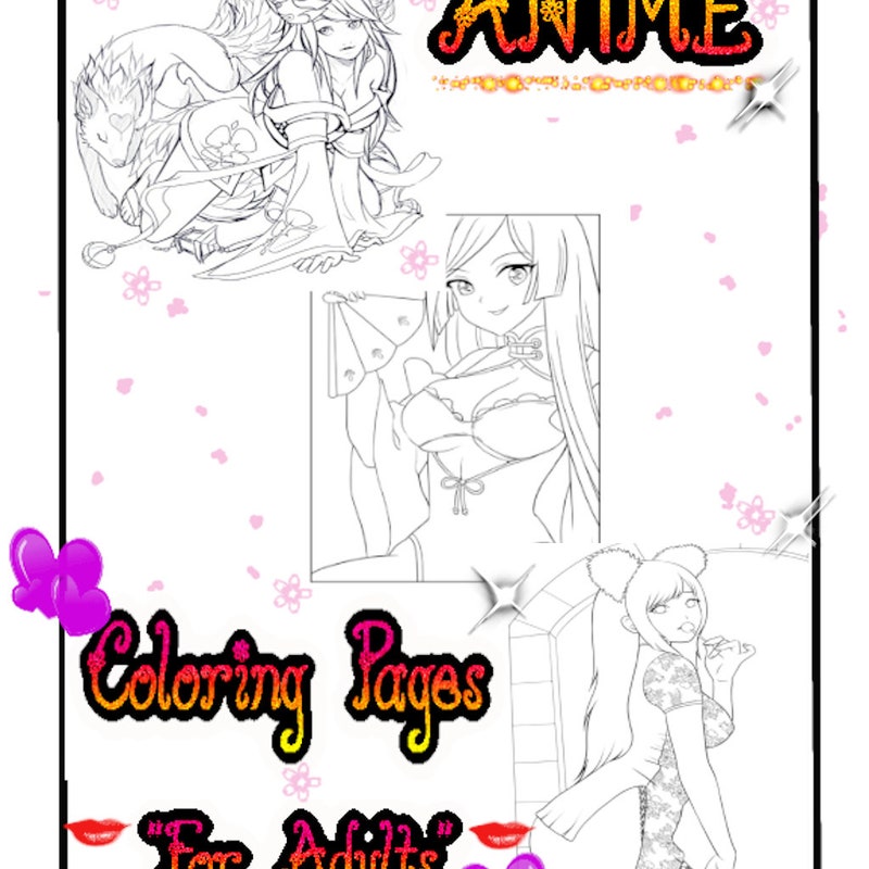 Sexy Anime Coloring Page - Etsy