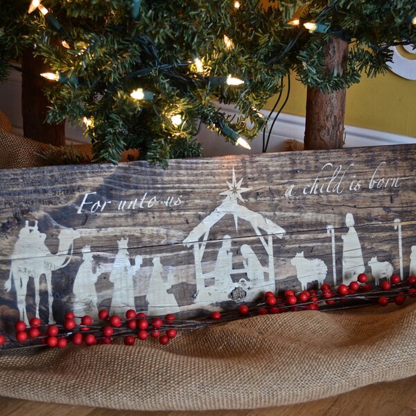 Rustic Wooden Nativity Sign, Christmas Decor, Rustic Manger Scene, Rustic Christmas Decor, Nativity Scene