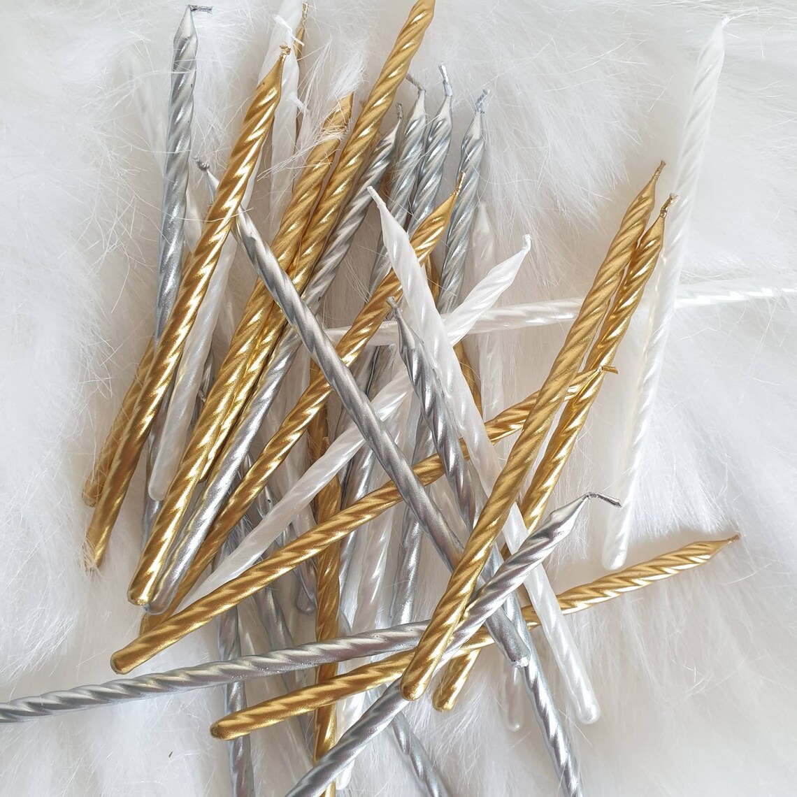 12 Silver Tall Spiral Cake Candles Silver Birthday Candles Etsy