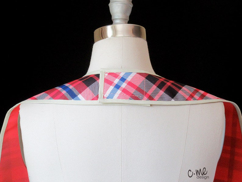 Red plaid adult bib with crumb catcher
