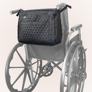 Black Quilt Wheelchair Bag with Crossbody Strap - Karly