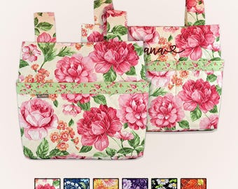 Personalized Quilted Walker Pouch: Floral Print, 2 Sizes, Multiple Pockets