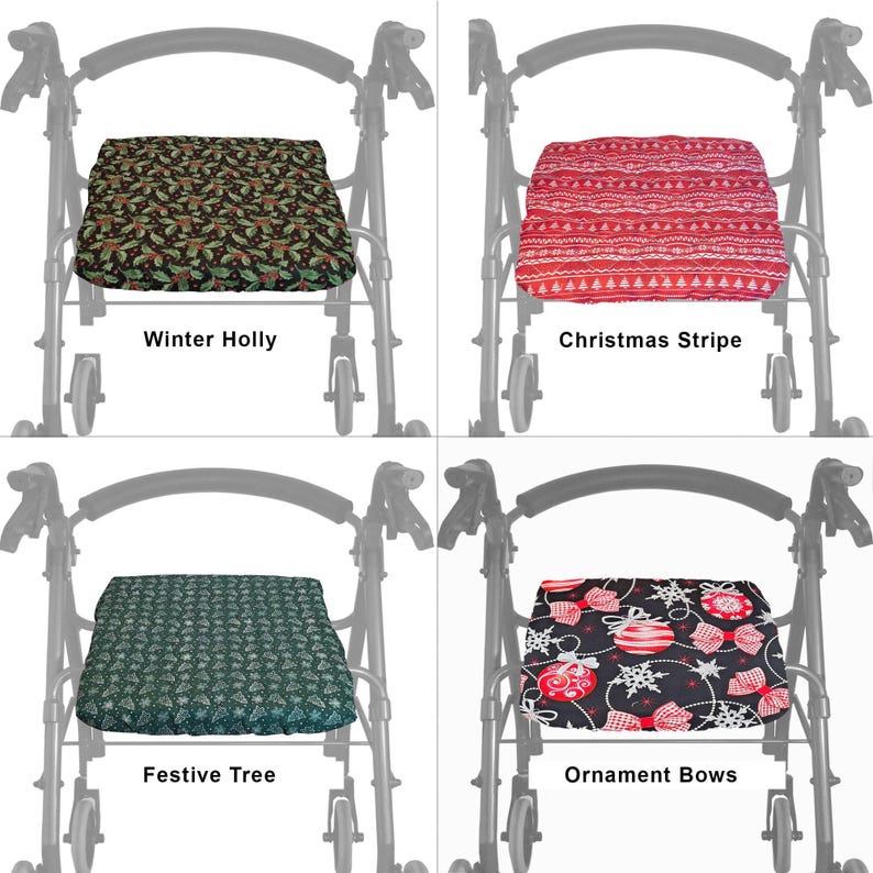 Reversible Holiday Quilted Rollator Seat Cover in 3 Sizes - Halloween, Christmas, Autumn image 3