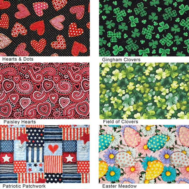 Reversible Holiday Quilted Rollator Seat Cover – 3 Sizes - Valentines, St Patrick, Independence, Easter image 8