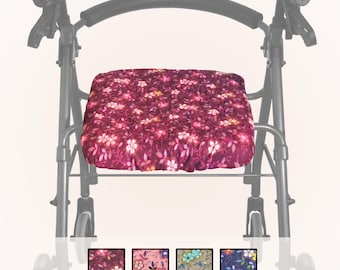 Reversible Quilt Rollator Seat Cover in 3 Sizes - Happy Flowers