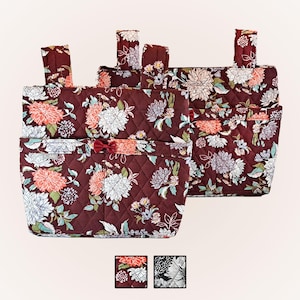 Quilted Walker Pouch with Multiple Pockets – Medium & Large Sizes for Walkers and Rollators - Floral
