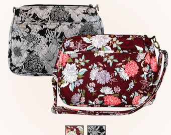 Floral Walker Bag with Crossbody Strap | Quilted Walker Organizer Bag with Pockets | Fits Most Walkers