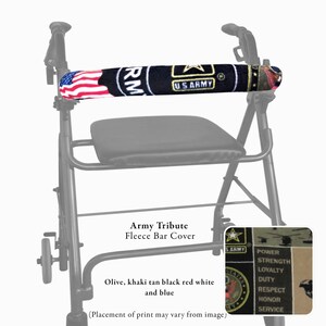 Capa protetora para barra de andador em fleece macio – Estampas florais, xadrez, militares e divertidas Army Tribute