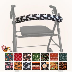 Dwustronny, pikowany pokrowiec na pałąk do rollatora – Halloween, Boże Narodzenie, Jesień