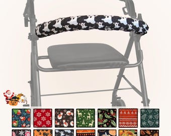 Reversible Holiday Quilted Rollator Bar Cover – Halloween, Christmas, Autumn