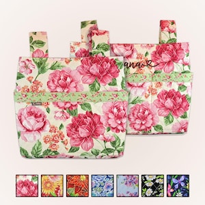 Personalized Quilted Walker Pouch: Floral Print, 2 Sizes, Multiple Pockets