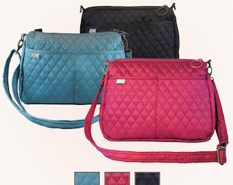 Quilted Walker Bag with Crossbody Strap | Walker Organizer Bag with Pockets | Fits Most Walkers | Solid Colors