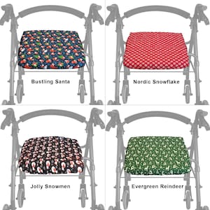 Reversible Holiday Quilted Rollator Seat Cover in 3 Sizes - Halloween, Christmas, Autumn image 2