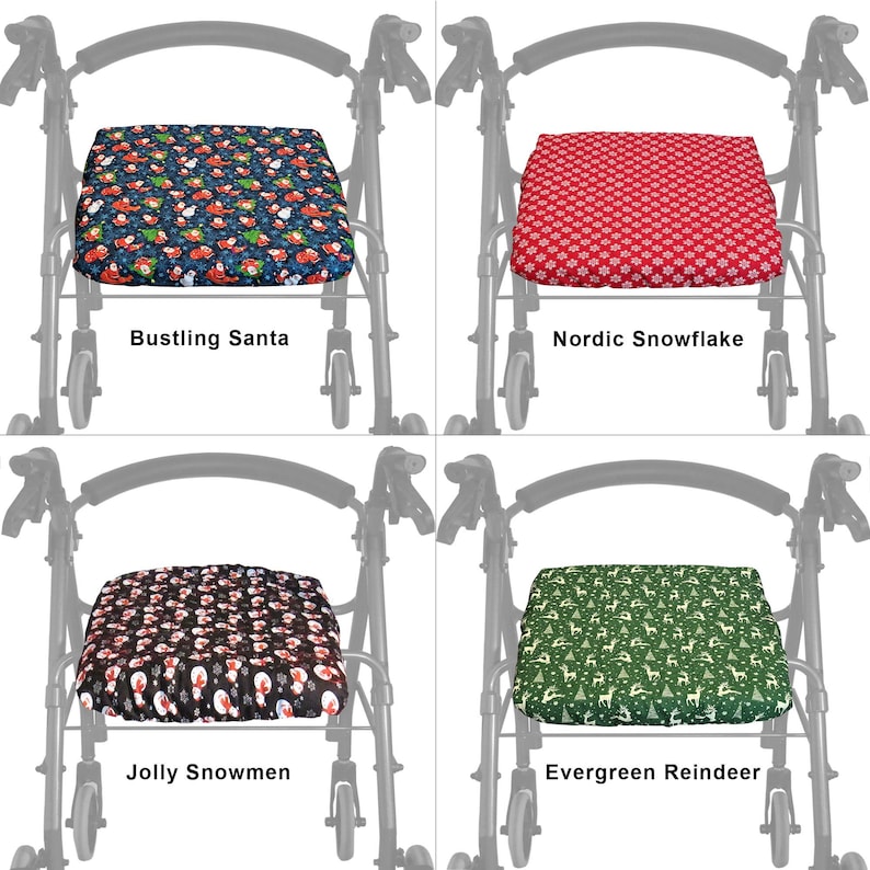 Reversible Holiday Quilted Rollator Seat Cover in 3 Sizes - Halloween, Christmas, Autumn image 2