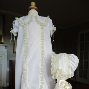 The "Adrien" Christening/Blessing Gown with Front Panel, Hand embroidery, and Large Collar