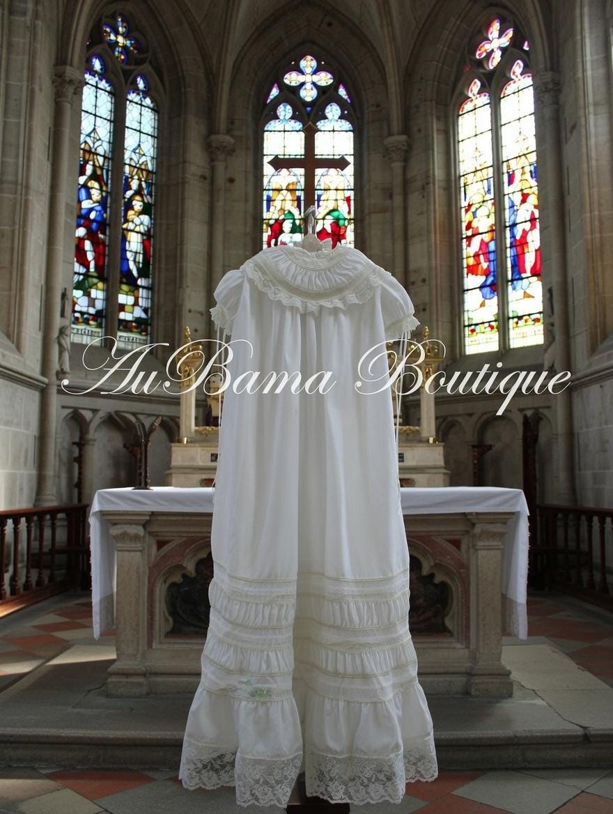 The "Rhonna/Ronald" Round Yoke Christening/Blessing Gown