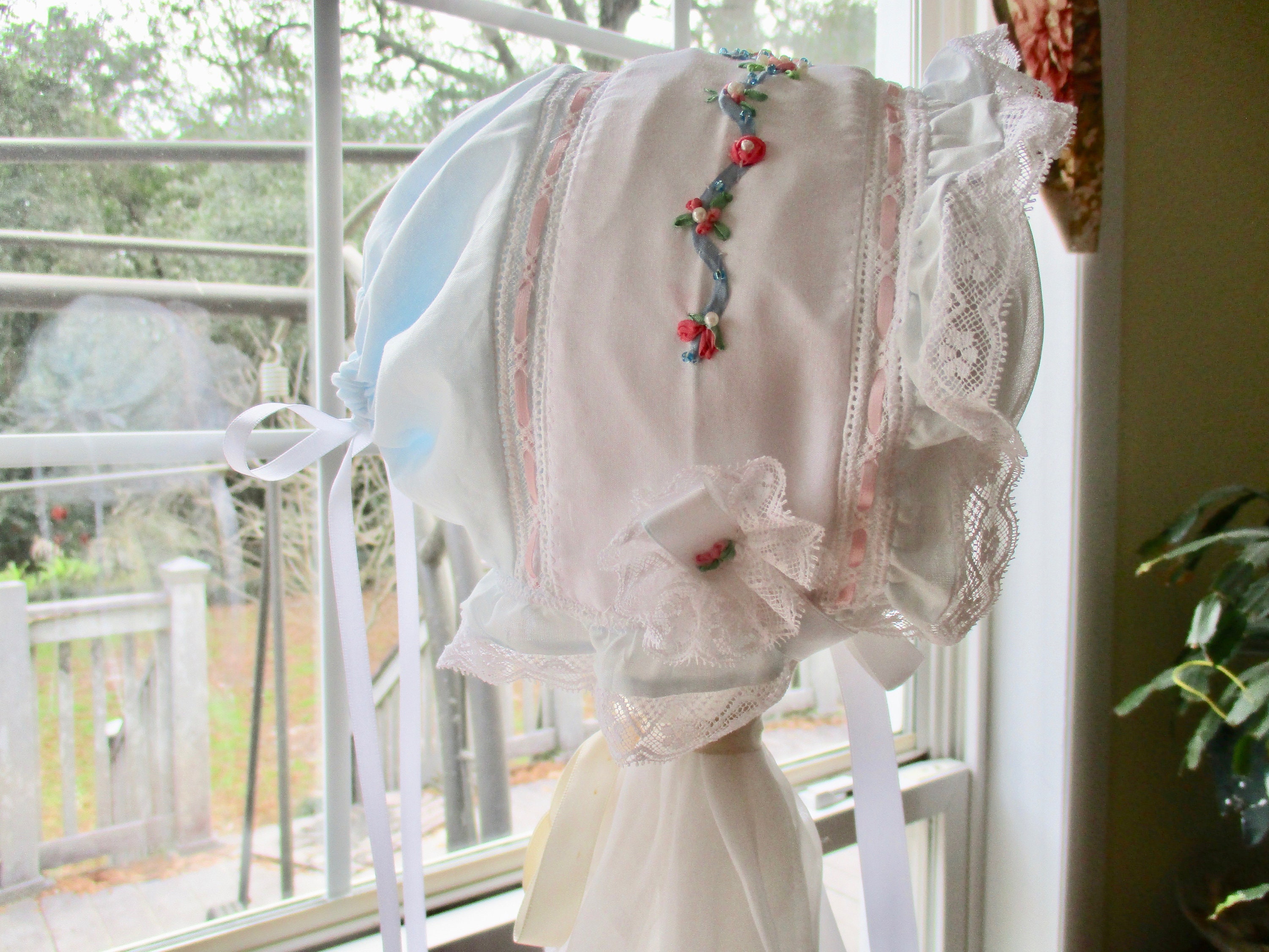 Silk Ribbon Swiss Batiste Bonnet - Etsy