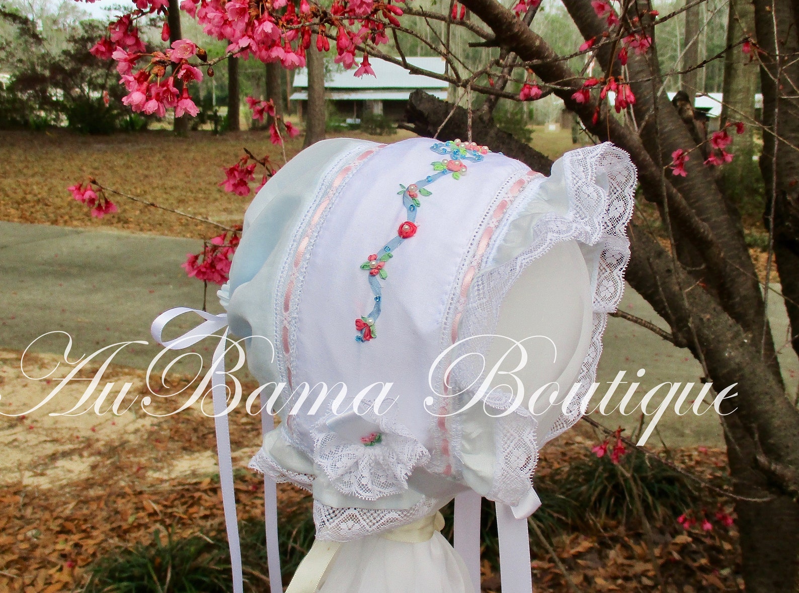 Silk Ribbon Swiss Batiste Bonnet | Etsy