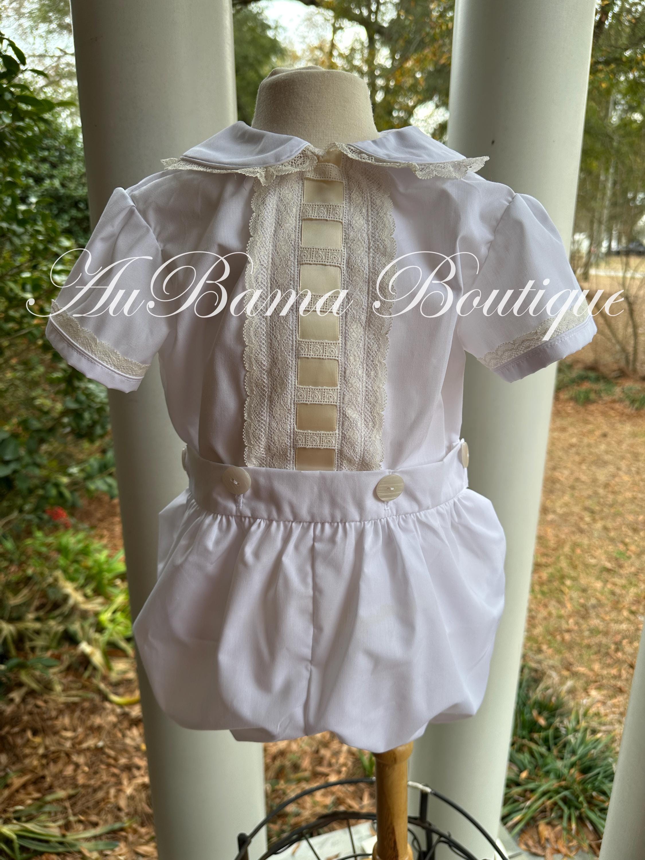The "Caleb" Boys Button-On Bubble or Button-on Shorts with Ribbon Insertion