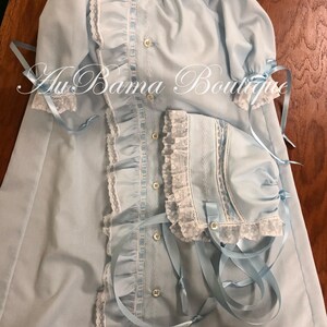 Button Up Ruffled Day Gown for Boy or Girl W Optional Bonnet image 8