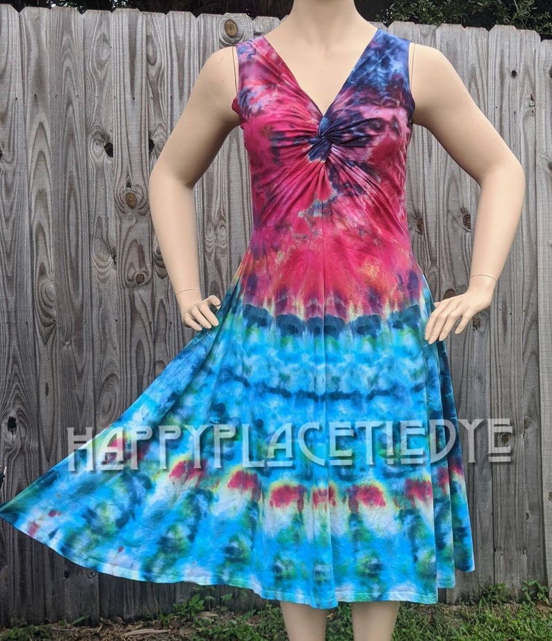festival clothing womens summer dress,twisted front dress.knot front dress womens dress tie dye dress XL dress gifts festival dress