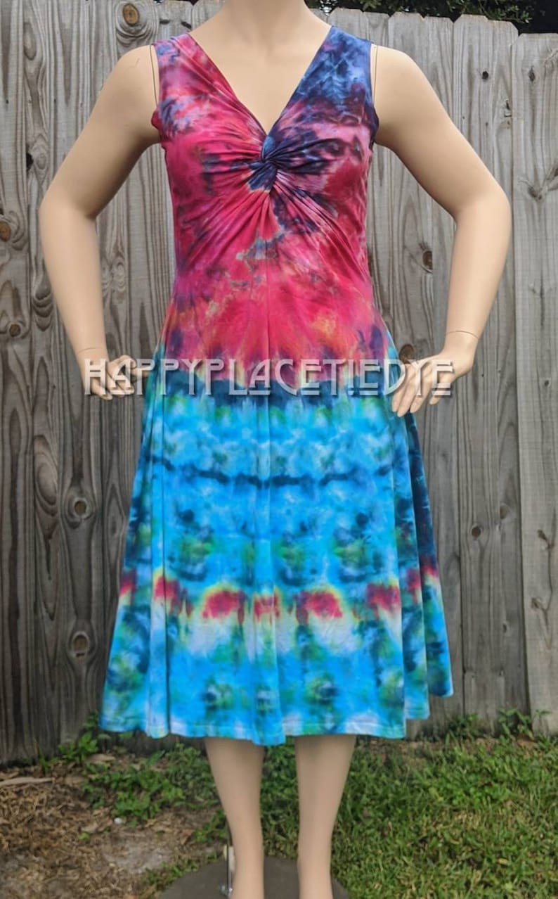 festival clothing womens summer dress,twisted front dress.knot front dress womens dress tie dye dress XL dress gifts festival dress