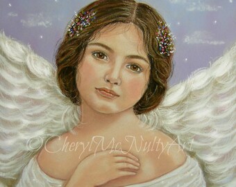 Beautiful Angel "Hope" Print of Pastel Painting Loss Inspirational Spiritual With Optional Quote Religious Art Wall Decor