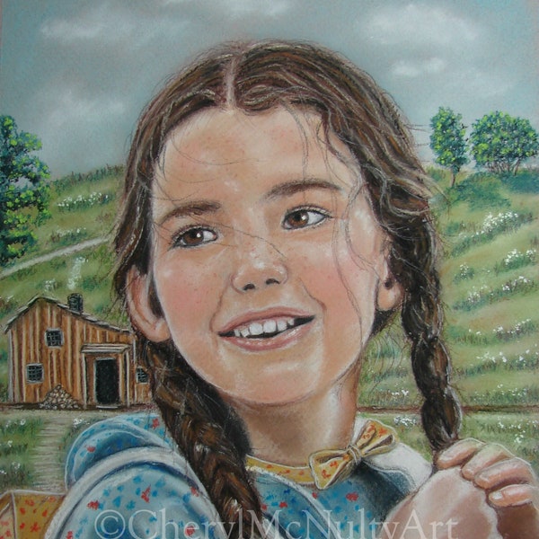 Laura Ingalls/Melissa Gilbert Print Of Pastel Painting TV Series Little House On The Prairie Celebrity Wall Decor