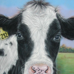Realistic Cow Print of Pastel Painting Amish Farm Animal Country Life Wall Decor image 4