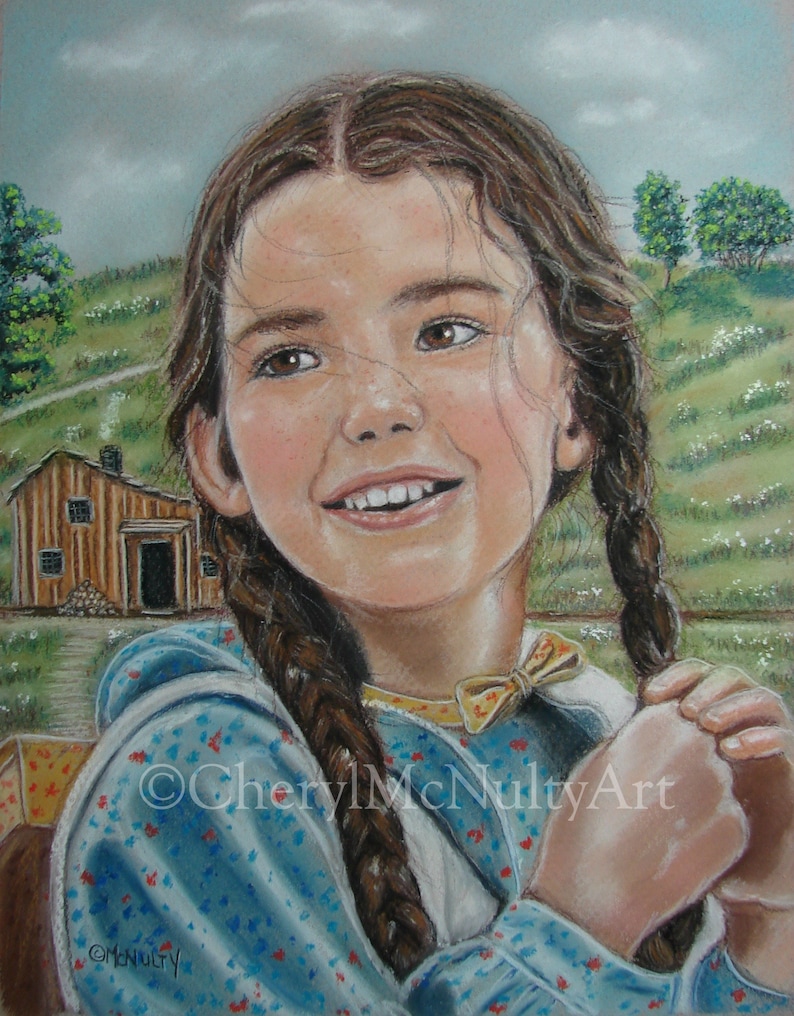 Laura Ingalls/Melissa Gilbert Print Of Pastel Painting TV Series Little House On The Prairie Celebrity Wall Decor image 1