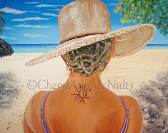 Tropical Coastal Print of Acrylic Painting "The Discovery"  Negril Jamaica Island Inspirational Beach Decor