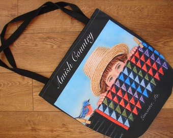 Amish Country Tote Bag "Aaron's Peeking" Weekender Bag, Amish Gift, Amish Print, Amish Souvenir