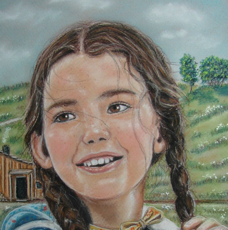 Laura Ingalls/Melissa Gilbert Print Of Pastel Painting TV Series Little House On The Prairie Celebrity Wall Decor image 3