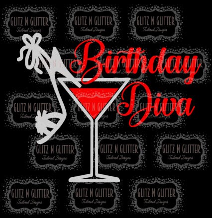 Download Birthday Diva/ Entourage with Martini Glass & High Heel | Etsy